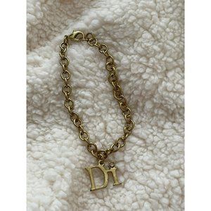 Di Charm Gold Tone Chain Link Bracelet